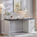 60 Inch Contemporary Executive Desk Wooden Home Office & Fluted Computer Desk