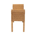 Reiko Handcrafted Natural Rattan Bench with Scalloped Design Boho Farmhouse Seating for Entryway, Bedroom, or Living Room