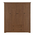Freestanding 4 Door Wardrobe Armoire with 2 Drawers and Hanging Rods for Clothes Storage
