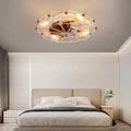 Industrial Cage Ceiling Fan Low Profile 7 Blade Fan with Remote & Light Modern Rustic Cooling for Small Spaces