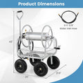 Portable Garden Hose Reel Cart Holds 300FT of 5/8" Large Capacity, Heavy Duty Metal Hose Cart with 4 Wheels & Storage Basket for Lawn Yard