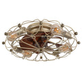 Industrial Cage Ceiling Fan Low Profile 7 Blade Fan with Remote & Light Modern Rustic Cooling for Small Spaces