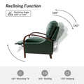 Set of 2 Alex Mid Century Modern Genuine Leather Manual Recliners with Curved Wooden Arms