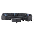 Stone Gray 7-Piece L Shaped Sectional Sofa Set with Ottoman