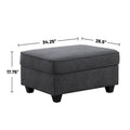 Stone Gray 7-Piece L Shaped Sectional Sofa Set with Ottoman