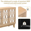 Mirrored Buffet Cabinet with Glass Doors and Silver Handles 3 Door Sideboard for Living Room, Hallway, and Dining Room
