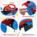 6V 2 Seater Ride On Train with Detachable Carriage, Under Seat Storage, Whistle & Flashing LED Lights, Trackless Electric Ride On Toy for Kids