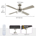 Dextrus 52'' Ceiling Fan with Light and Remote Control, 6 Speeds, 5 Timer Settings, and Dual Finish Blades (Nickel)