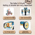 Xuanlur Kids Ride on Dinosaur Tricycle, Toddlers Kid Trike with Wide Flash Wheels, Anti Slip Pedals, Rear Basket, Music & LED Lights, Toddler Bike